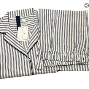 Petite Plume Women's Striped Pajama Set - navy & white - NWT